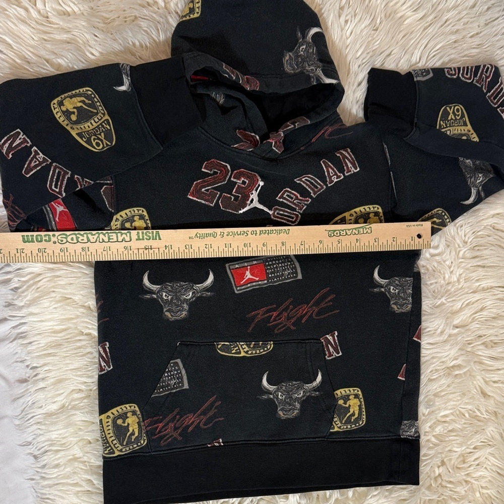 Jordan Black Crewneck Hoodie with Allover Logos - Picture 7 of 8